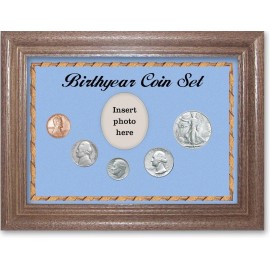 SpecialYearGifts.com Framed Birth Year Coin Gift Set For Boys, 1947 - Dark Oak