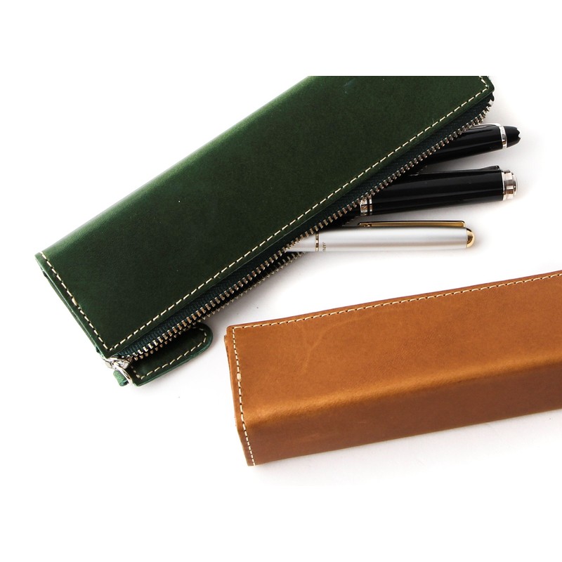 [SLIP-ON]ペンケース 革 筆箱 学生 社会人 メンズ レディース スリップオン BT ファスナーペンケースM