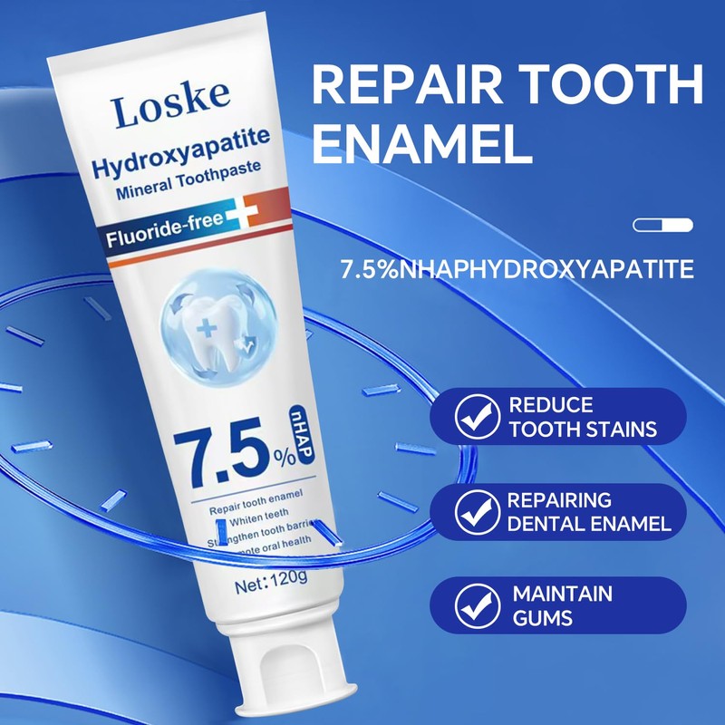 Hydroxyapatite Toothpaste for Stronger Teeth, Natural Remineralization Formula, Fluoride Free