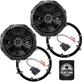 KICKER Speakers 6.5 inch for Volkswagen Beetle 1998-2010 Upgrade Kit - Pair of DS Series with Adapters and Harness, Coaxial 6 1/2 Car Audio Front Door Speaker for VW DSC650, 43DSC6504