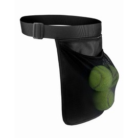 QWORK 2 Pack Tennis Ball Holder Pickleball Holder Bags, Ball Pouch, Mesh Waist Hip Bag Carrier, Holding Accessory for Women Skirt Men Waist Hip Bag, Holding 6-8 Pickle Balls or Tennis