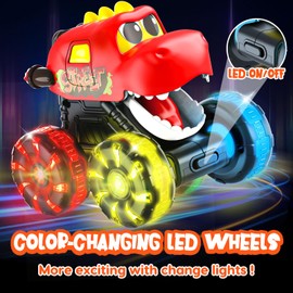 Monster Truck Toys Dinosaur Cars for Toddlers 1-3, Press and Go Cars Toys for 1 2 3 4 5 Year Old Boys Girls Gift, Light Up Boy Toy Dinosaur Cars for 2 3 4 One Two Year Old Boy 1st Birthday Gifts