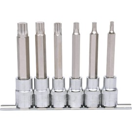 KS Tools 918.1358 1/2 Inch Chrome Plus Bit Socket Set XZN Long 6-Piece M5-M14