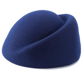 Lawliet Womens 100% Wool Hostess Pillbox Hat Millinery Fascinator Base A137 (Navy Blue)