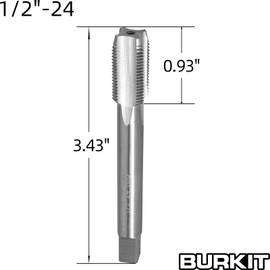 Burkit 1/2"-24 UNS Tap and Die Set, 1/2 x 24 UNS Machine Thread Tap and Round Die Right Hand