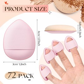 Gerrii 72 Pcs Finger Powder Puff Mini Makeup Sponge Soft Beauty Makeup Blender Puff for Foundation, Face Powder, Under Eye Setting, Concealer, Repair Cream, Cosmetic Tool(Pink)