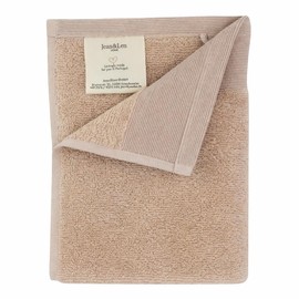 Jean & Len Asciugamano per ospiti cotone biologico al 100%, colore beige, con gancio, certificato OEKO-TEX e GOTS, etichetta del marchio in pelle vegana, asciugamani per ospiti 30x50 cm