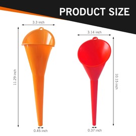 Anyhut 2 PCS Multi-Purpose Long Neck Oil Funnels, Flexible Plastic Funnel for Automotive Oils, Lubricants, Engine Oils, Water, Diesel, Fuel, Kerosene, and Other Liquids (1 Red + 1 Orange)
