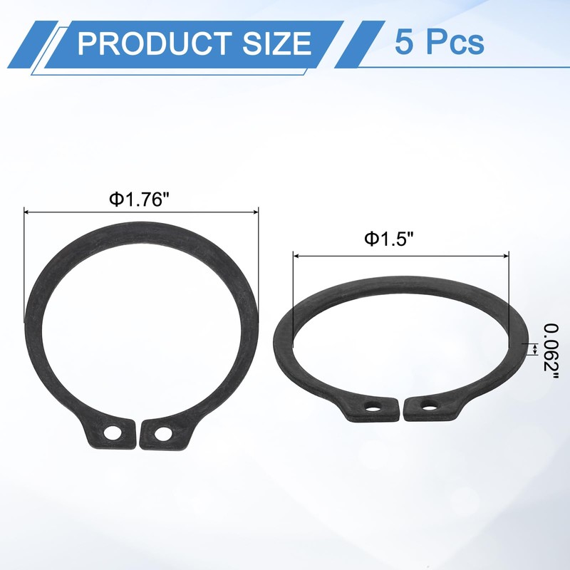 sourcing map 5Pcs 1-5/8" Internal Retaining Ring Circlip, 65 Mn
