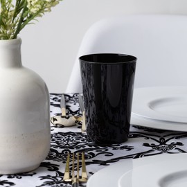 PLASTICPRO Disposable 12 oz Black Plastic Tumblers for Party's & Weddings pack of 20