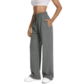 Ladies Plus Size Casual Pants Pajama Sleep Lounge Drawstring Straight Leg Sweatpants for Women Trendy Athletic Womens Slacks Workout Pants High Waisted Trousers Women's Cotton Jogging Dark Grey 2XL