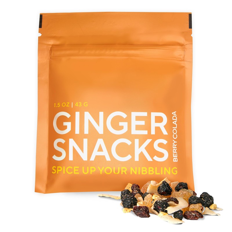 Selefina Spices: Ginger Snacks: Berry Colada, Single-Serve 1.5 oz Pouch