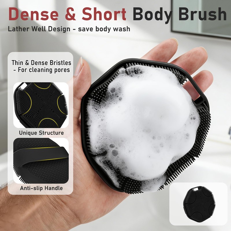 Silicone Body Scrubbers with Detachable Handle, Back Scrubber 2 Pack