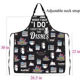 BNQL When I Said I Do I Didn't Mean The Dishes Funny Apron Gifts for Washing Dishes BBQ Housewarming Gift Chef Kitchen Apron
