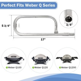 Criditpid Grill Replacement Parts for Weber Q100, Q1000, Q120, Q1200, Q140, Q1400, 7644 7582 Cooking Grates & 60040 Burner Tube Kit for Weber 516002 516001 50060001 51060001 Gas Grills.