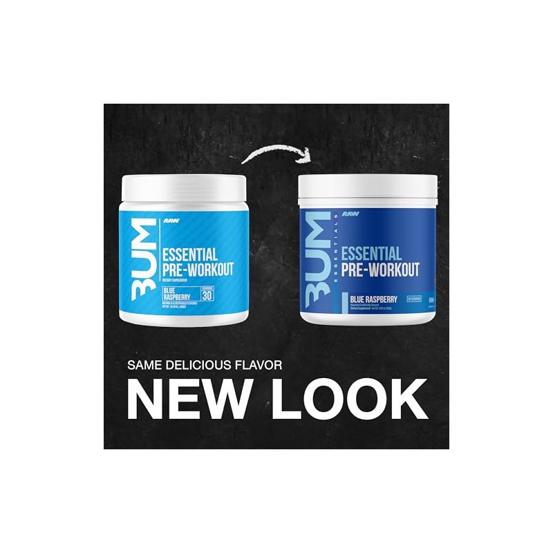 Raw cbum essential pre workout pre entrenamiento 30 servicios sabor