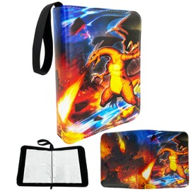 Funsure Trading Card Binder, Cards Holder 400 Pockets Card Folder with zipper 50 Pages Removable Sleeves for Card Collection, Game Card Boy Girl Birthday Gifts Cool Loose-Leaf