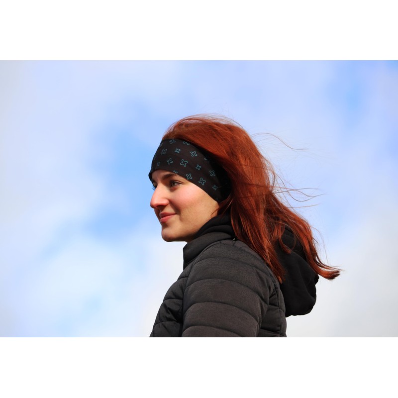 Sports Headband - Sustainable, Elastic, Unisex (Blue & Black)