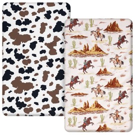 Mindsoft 2 Pcs Mini Portable Crib Sheet 24 in. x 38 in Western Cowboy Sheets Breathable Only for Crib or Pack and Play
