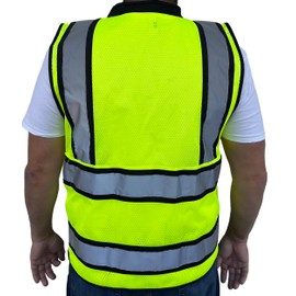 CAL PACIFIC Super Duty Mesh High Visibility Safety Vest, ANSI/ISEA 107-2020 Class 3, Type R (US, Alpha, X-Large, Regular, Regular, Yellow)