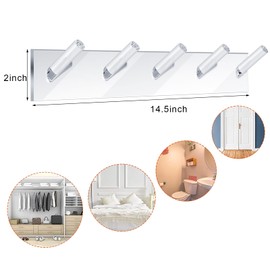 2 Pcs Acrylic Wall Mounted Necklaces Organizer with 6 Hooks Clear Adhesive Jewelry Wall Mount Hanging Hooks for Necklaces Bracelets Rings Chains