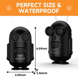 BOKKY 2 Pack Dog Bark Deterrent Devices in 3 Adjustable Modes Convertible Waterproof Anti Barking Silencer for Dog - Ideal for Outdoor and Indoor(Black)