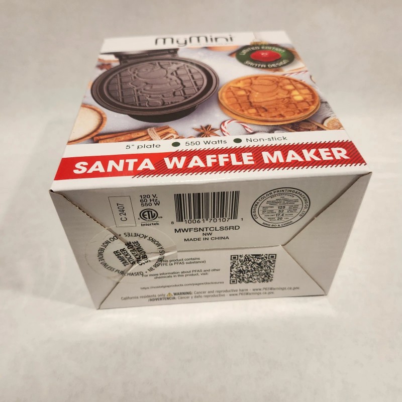 MyMini My Mini Santa Waffle Maker, 5" Plate, Non Stick,