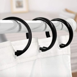 Curtain Rings Curtain Clip Hooks Sliding Rings Opening Design 50mm Inner Diameter Plastic Curtain O-Ring Hooks Easy to Install Plastic Shower Curtain Hooks for Bathroom Shower Window Rods, Easy Glide