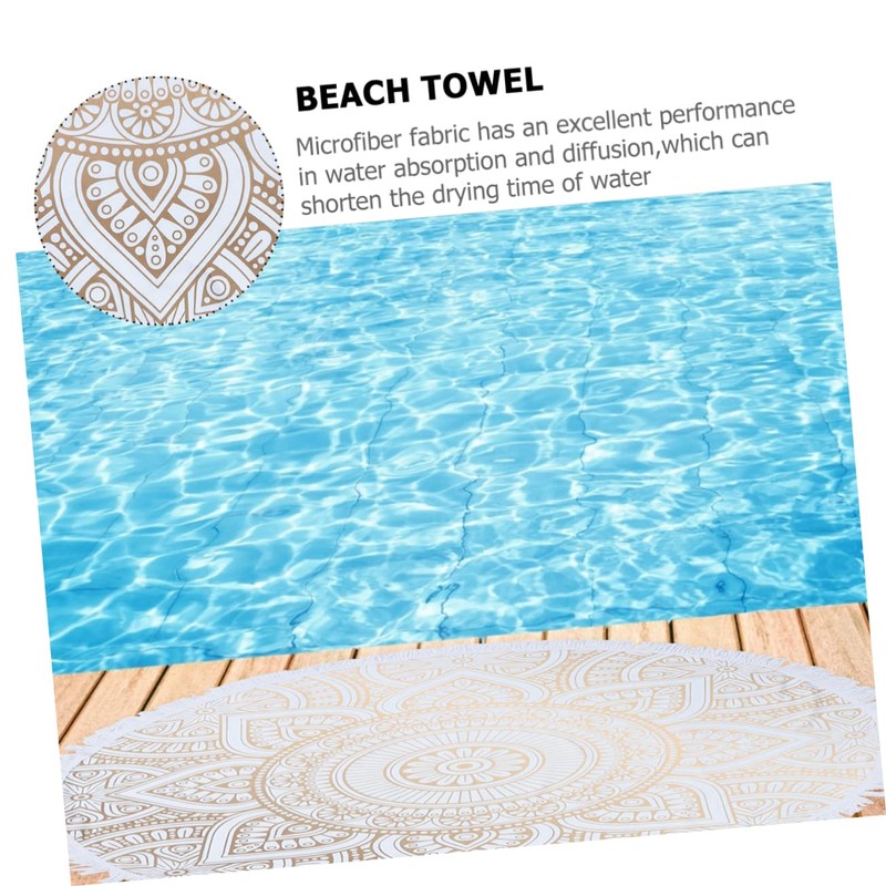 CAXUSD Large Bath Towel Microfiber Beach Towel Mandala Round Tapestry