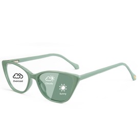 Cyxus Photochromic Glasses for Women UV Protection with Blue Light Blocking Trendy Cat Eye Frame（8192A41 Green）