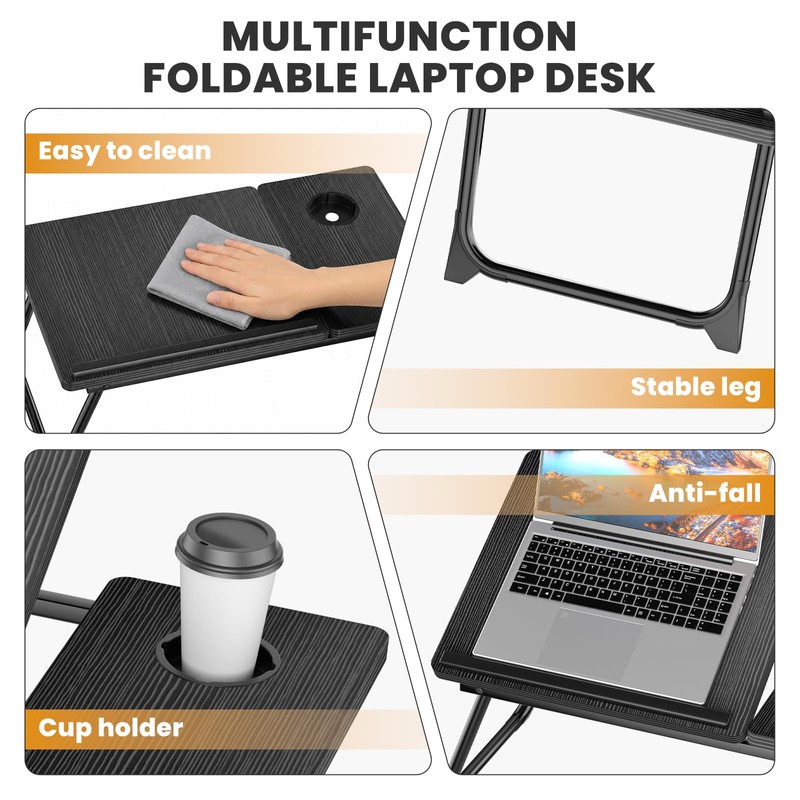 Laptop Bed Desk, 5-Angle Adjustable Bed Laptop Table with Cup