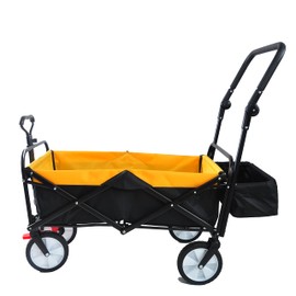 HJRTFLXC Folding cart That Does not Need to be Assembled Station Wagon, Grocery cart (Black+Yellow Big cart)