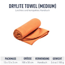 Sea to Summit - DryLite Towel Travel Towel XXL - Microfibre Towel - Super Soft & Velvety - Absorbent & Quick Drying - Hanger & Bag - Travel & Fitness - 50 x 100 cm - Outback Orange - 100 g