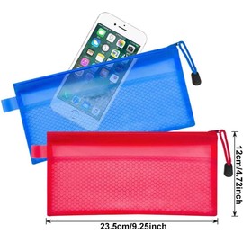 JM-capricorns 36pcs 9 x 4-1/2 inches Big Capacity Waterproof Plastic Double Layer Zipper File Bags zipper pouches Invoice Pouches Bill Bag Pencil Pouch Pencil Case Pen Bag (10 Colors)