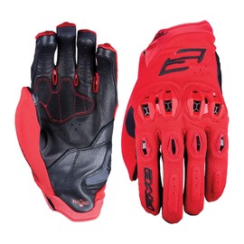 FIVE GLOVES Stunt EVO 2 Motorcycle Gloves for Men - Riding Gloves for Motorcycle, Scooter and More, with AirgoProtech Shells, Red, L-10