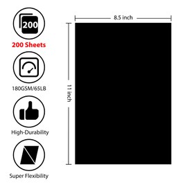 OcePor 8.5” x 11” 200 Sheets Black Cardstock, 65lb/180gsm Black Card Stock, Thick Card Stock Paper, Heavy Cardstock Paper for Printer, Resume, Scrapbooks, Art, Crafts, Business Cards
