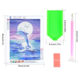 5d Diamond Art Animal Dolphin 5D Diamond Painting Mosaic Art Diamond Painting Kit Bead Painting All Over Type Bead Art Mosaic Beads Art Decorative DIY Craft Kit
