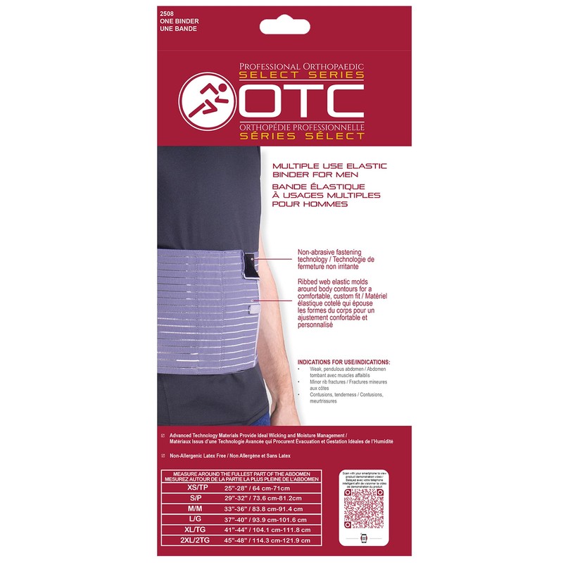 OTC Abdominal Binder for Men, Ribbed Elastic Compression, Select Series