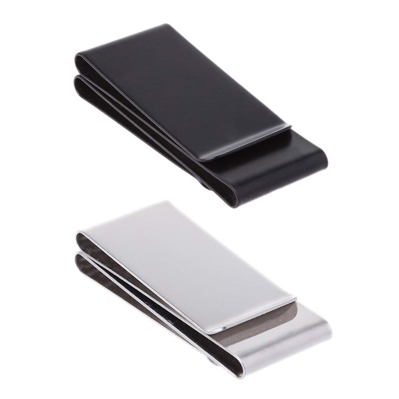 caralin Stainless Steel Slim Double-Sided Money Clip Purse Wallet Credit