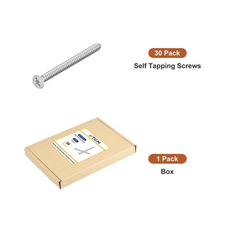 DTGN 30Pcs #12x3" Flat Head Wood Screws, 304 Stainless Steel