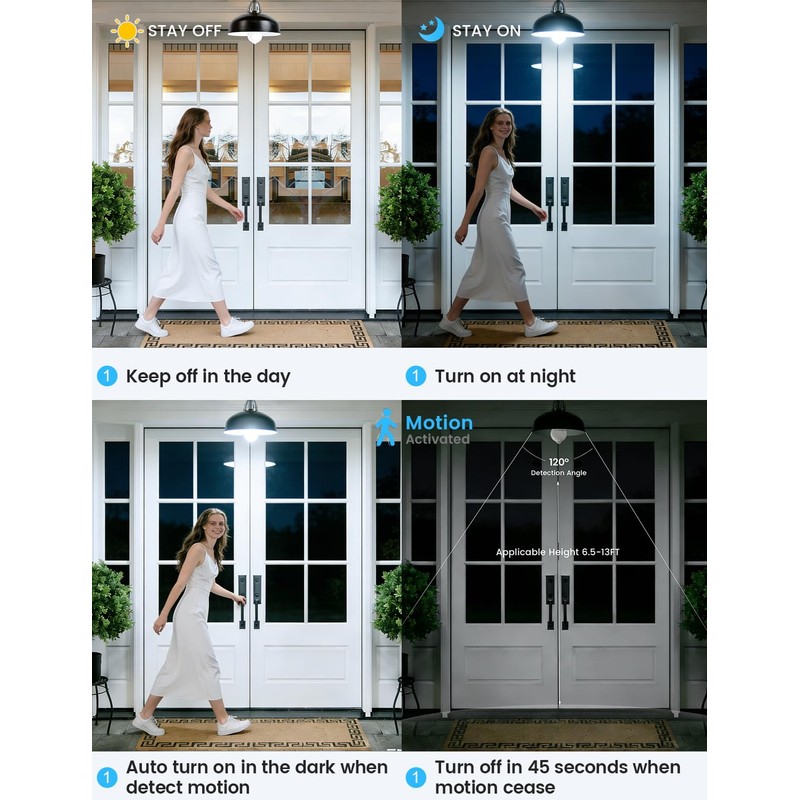 Motion Sensor Light Bulbs, 13W (100Watt Equivalent), Motion Activated Dusk