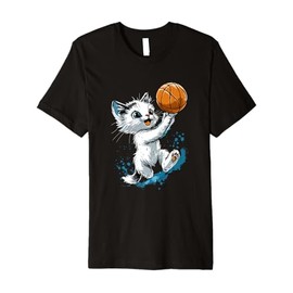 Basketball Cat Lovers Cute Feline Slam Dunk Premium T-Shirt