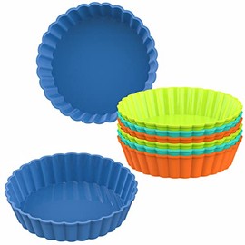 Webake Paquete de 8 Moldes de Silicona para Tartas y Pasteles, Molde Redondo de Silicona de 5 Pulgadas, Moldes Individuales Pequeños Acanalados para Pasteles, Mini Moldes para Quiche y Tartas para