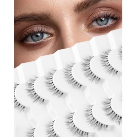 Onlyall Lashes Natural Look False Eyelashes Natural Wispy Lashes Short Eyelashes Fake Eye Lashes Clear Band Eyelashes 7 Pairs A22