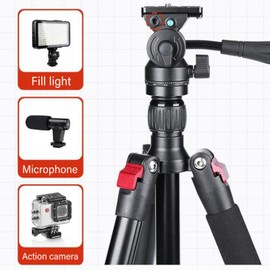 Generic Tripod Fluid Head Pan, 360° Panorama Tilt Head Aluminum Alloy Video Tripod Head with Steel Handle 3/8in Bottom Screw Hole, 5kg Load Capacity