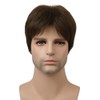 Lydell Short Straight Synthetic Wigs with Bangs for Men Brown