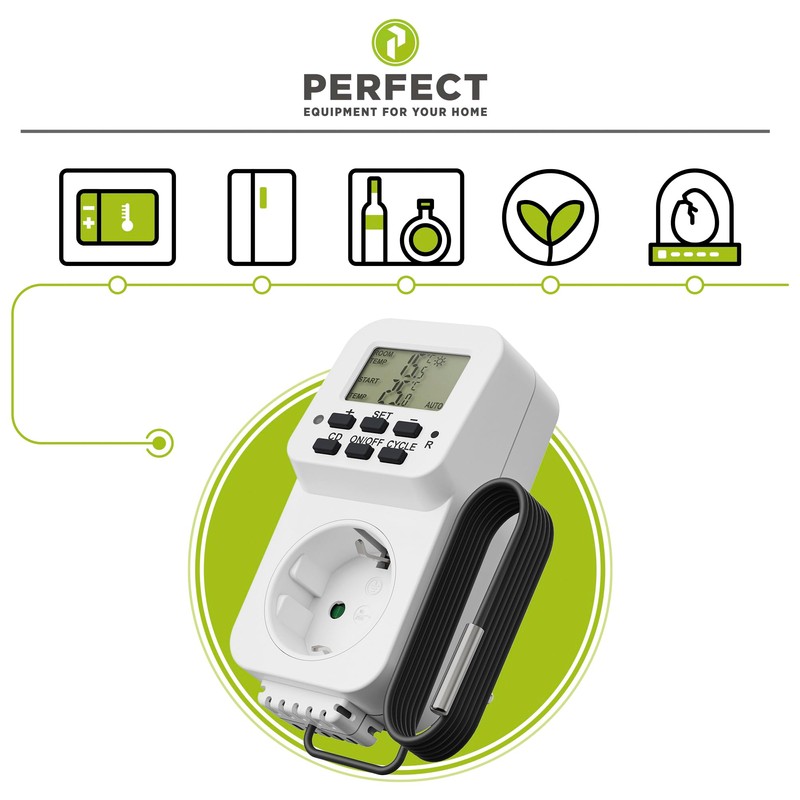 Perfect Thermostat Socket, Temperature Controller 230 V, Socket Thermostat with