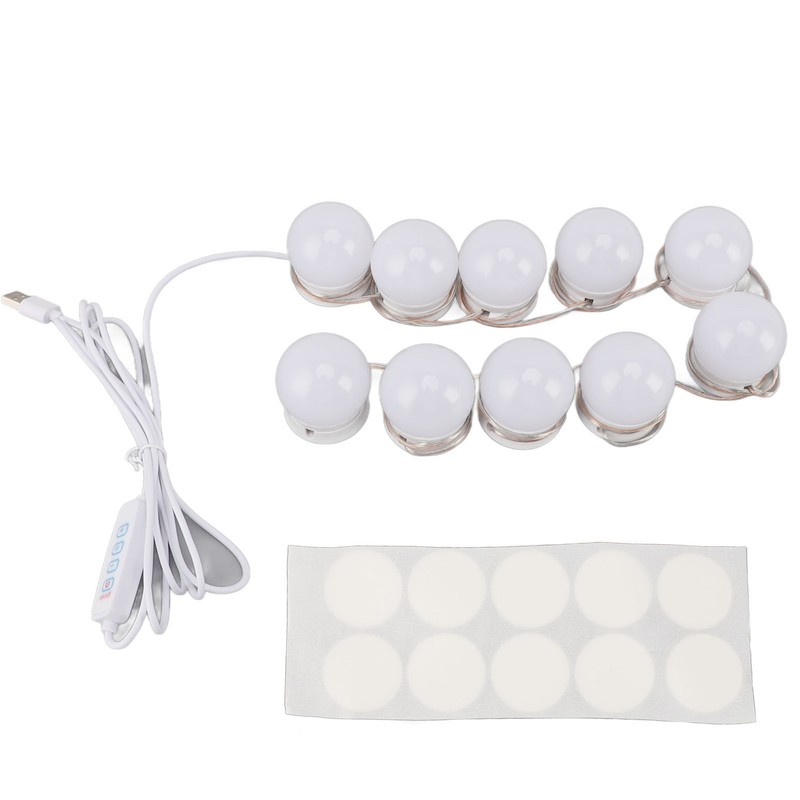 LED Vanity Lights with 10 Dimmable Bulbs USB Adjustable Color