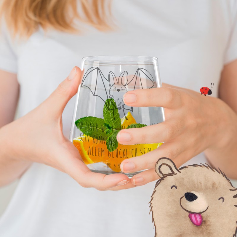 Mr. & Mrs. Panda Cocktail Glas Fledermaus Flügel - Geschenk,
