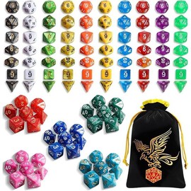 DND Dice Set -25x7 (175pcs) Polyhedral Dice Compatible with Dungeons and Dragons D&D RPG MTG Table Games.25 Sets of 7 dice and a dice Bag - Style: 15 sets-105pcs